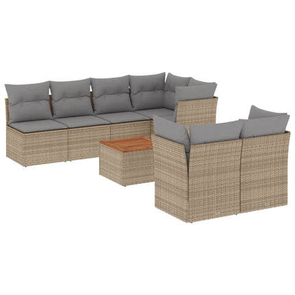 sofasæt til haven 8 dele med hynder polyrattan beige