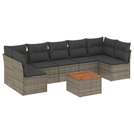 sofasæt til haven 8 dele med hynder polyrattan grå