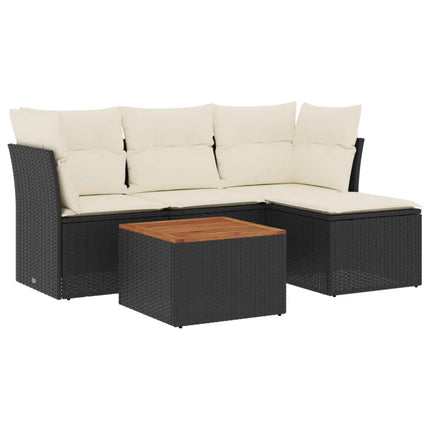 sofasæt til haven 5 dele med hynder polyrattan sort