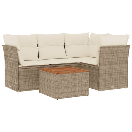 sofasæt til haven 5 dele med hynder polyrattan beige