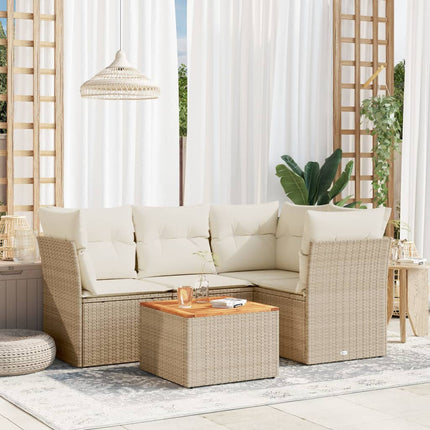 sofasæt til haven 5 dele med hynder polyrattan beige