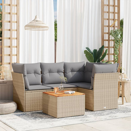 sofasæt til haven 5 dele med hynder polyrattan beige