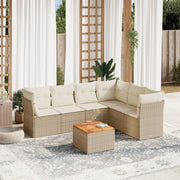 sofasæt til haven 7 dele med hynder polyrattan beige