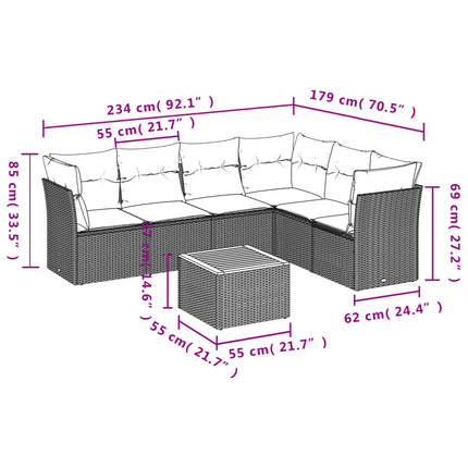 sofasæt til haven 7 dele med hynder polyrattan beige