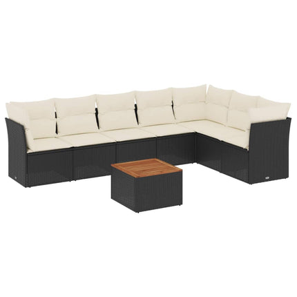 sofasæt til haven 8 dele med hynder polyrattan sort