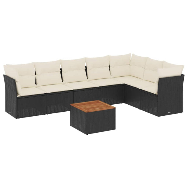 sofasæt til haven 8 dele med hynder polyrattan sort