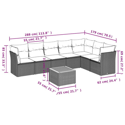 sofasæt til haven 8 dele med hynder polyrattan sort