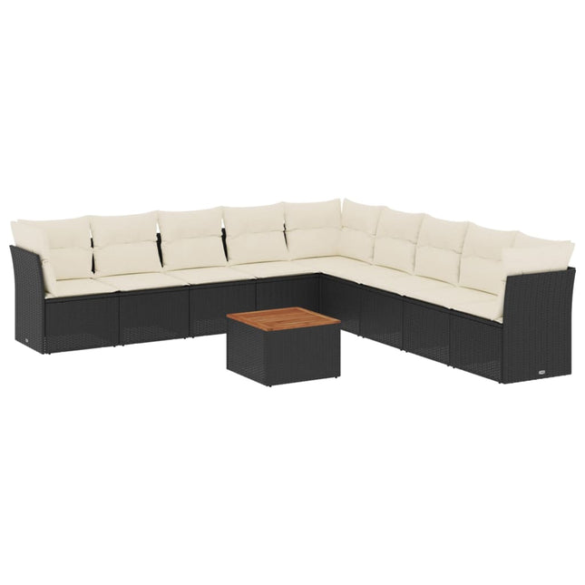 sofasæt til haven 10 dele med hynder polyrattan sort