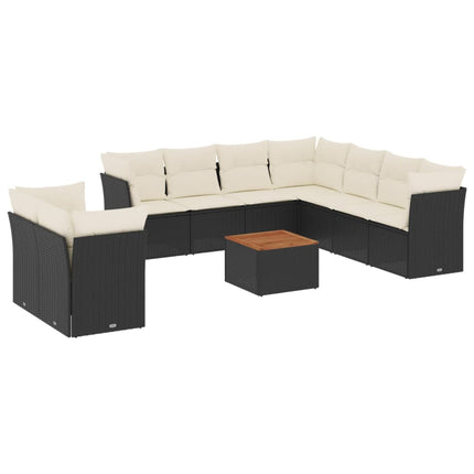 sofasæt til haven 10 dele med hynder polyrattan sort