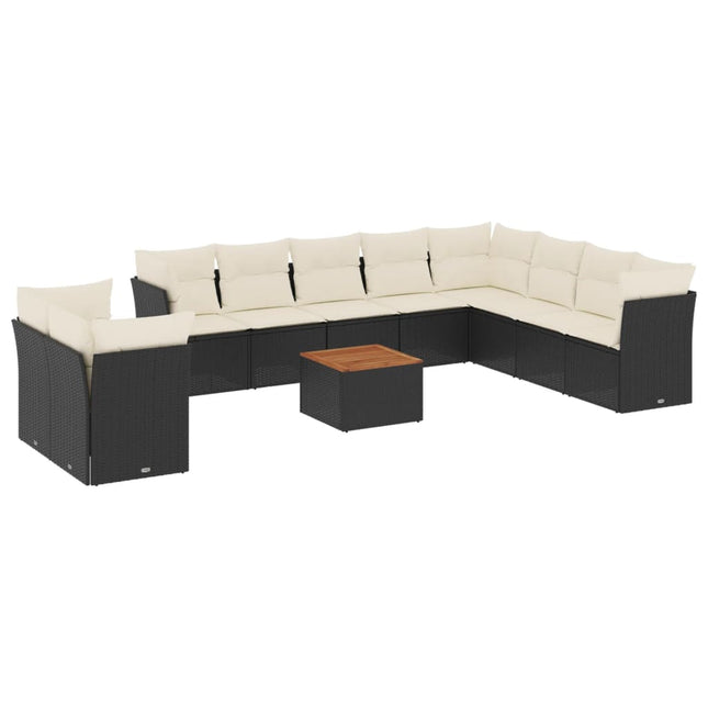sofasæt til haven 11 dele med hynder polyrattan sort