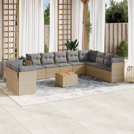 sofasæt til haven 11 dele med hynder polyrattan beige
