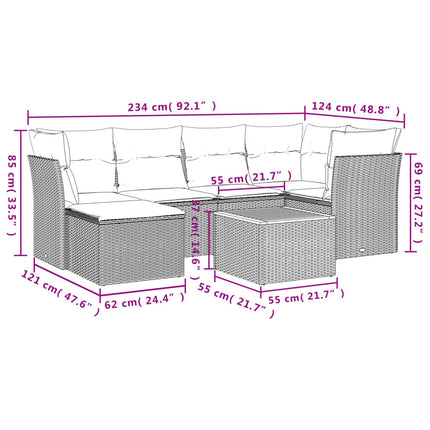 sofasæt til haven 7 dele med hynder polyrattan beige