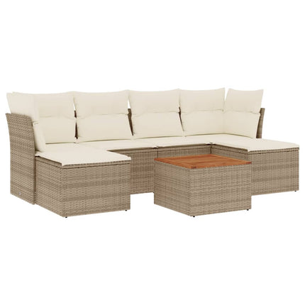 sofasæt til haven 7 dele med hynder polyrattan beige