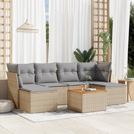 sofasæt til haven 7 dele med hynder polyrattan beige