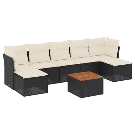 sofasæt til haven 8 dele med hynder polyrattan sort