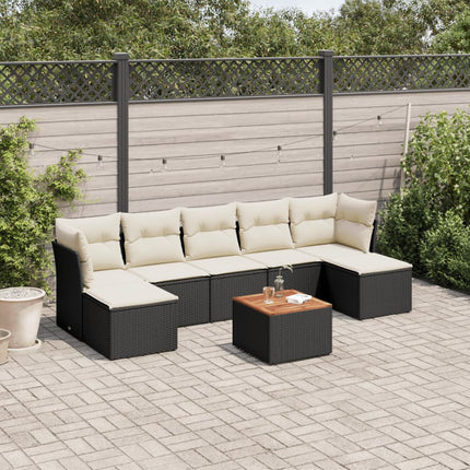 sofasæt til haven 8 dele med hynder polyrattan sort