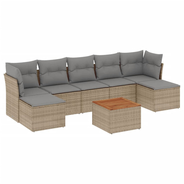sofasæt til haven 8 dele med hynder polyrattan beige