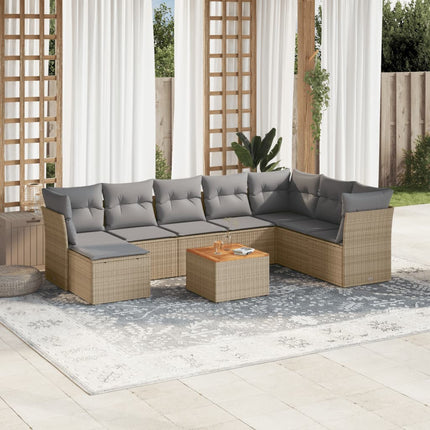 sofasæt til haven 9 dele med hynder polyrattan beige