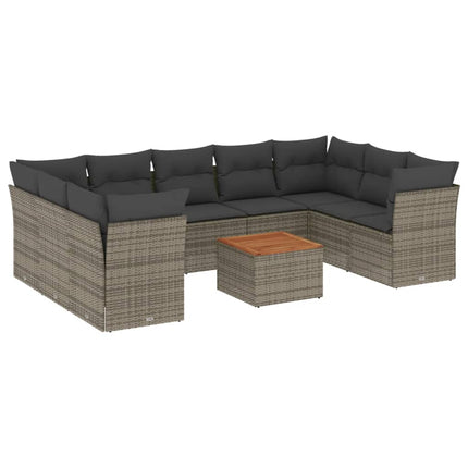 sofasæt til haven 10 dele med hynder polyrattan grå
