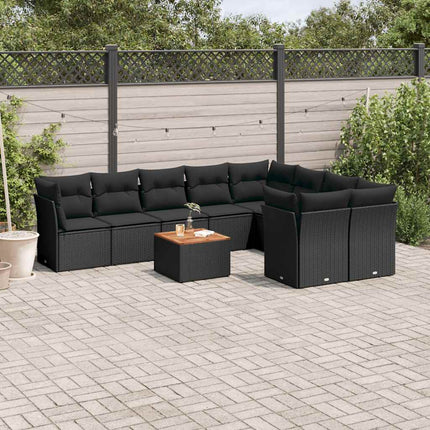 sofasæt til haven 10 dele med hynder polyrattan sort