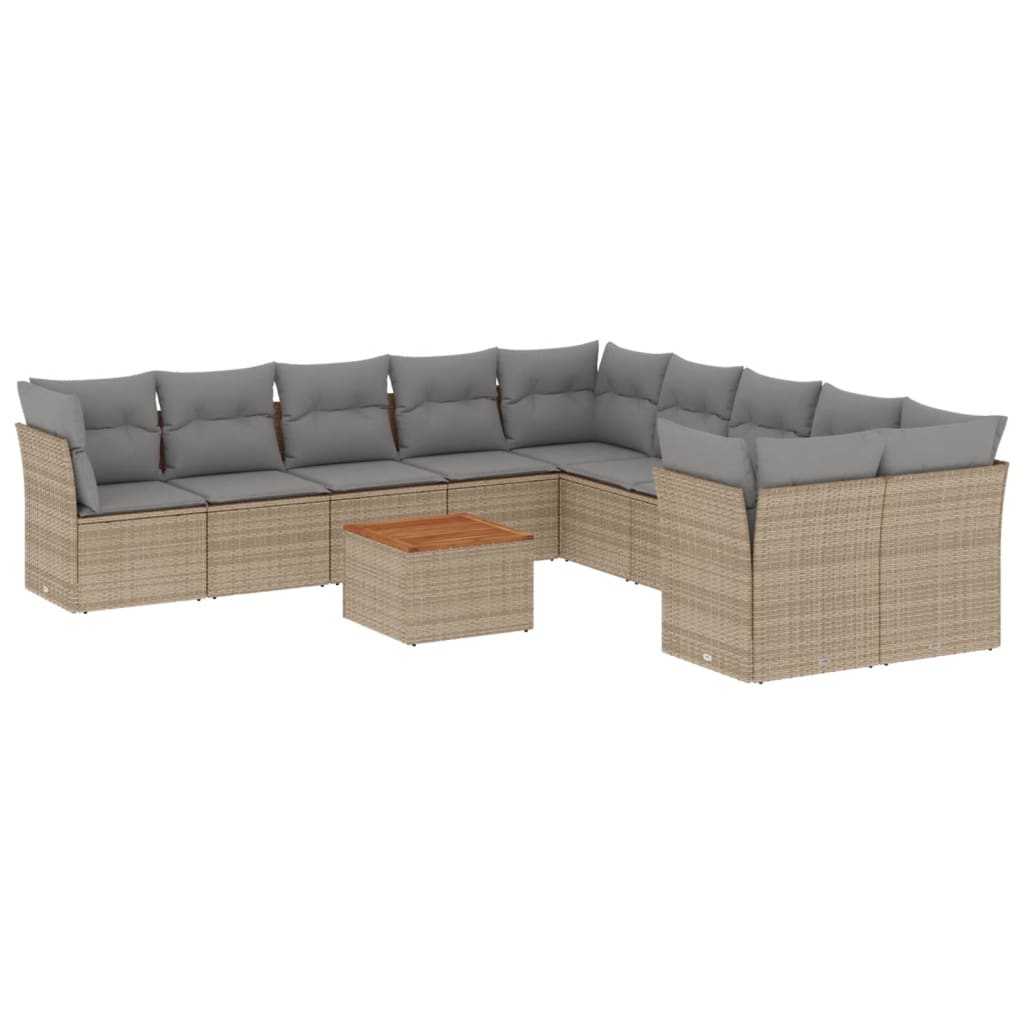 sofasæt til haven 11 dele med hynder polyrattan beige