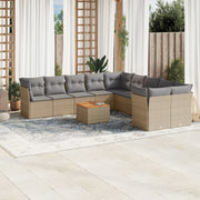 sofasæt til haven 11 dele med hynder polyrattan beige
