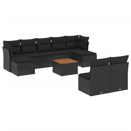 sofasæt til haven 10 dele med hynder polyrattan sort