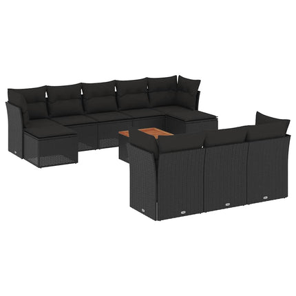 sofasæt til haven 11 dele med hynder polyrattan sort