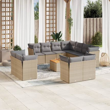 sofasæt til haven 12 dele med hynder polyrattan beige
