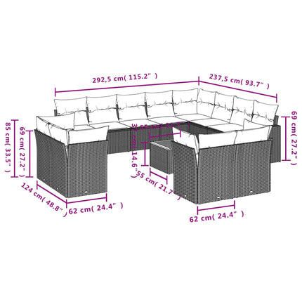sofasæt til haven 13 dele med hynder polyrattan beige