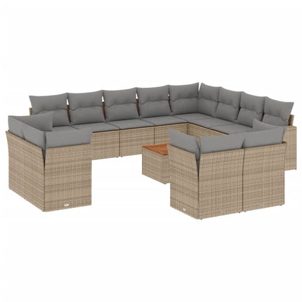 sofasæt til haven 13 dele med hynder polyrattan beige