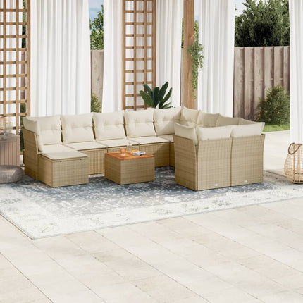 sofasæt til haven 11 dele med hynder polyrattan beige