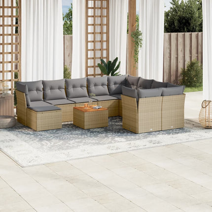 sofasæt til haven 11 dele med hynder polyrattan beige