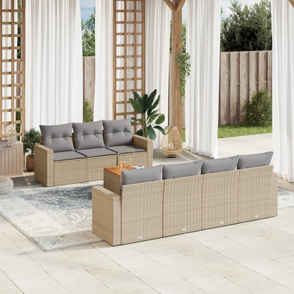 sofasæt til haven 8 dele med hynder polyrattan beige