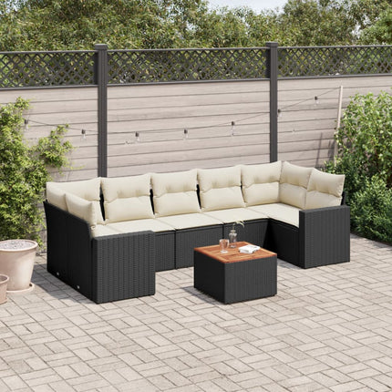 sofasæt til haven 8 dele med hynder polyrattan sort