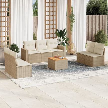 sofasæt til haven 8 dele med hynder polyrattan beige
