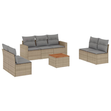 sofasæt til haven 8 dele med hynder polyrattan beige