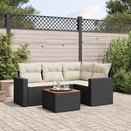 sofasæt til haven 5 dele med hynder polyrattan sort