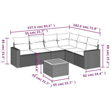 sofasæt til haven 7 dele med hynder polyrattan beige