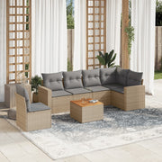 sofasæt til haven 7 dele med hynder polyrattan beige