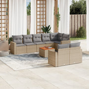 sofasæt til haven 9 dele med hynder polyrattan beige