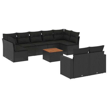 sofasæt til haven 10 dele med hynder polyrattan sort