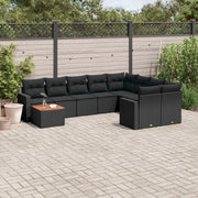 sofasæt til haven 10 dele med hynder polyrattan sort