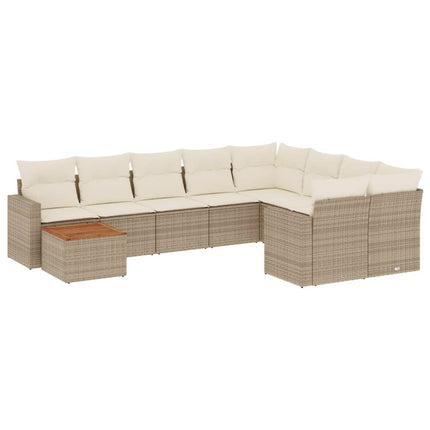 sofasæt til haven 10 dele med hynder polyrattan beige