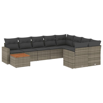 sofasæt til haven 10 dele med hynder polyrattan grå