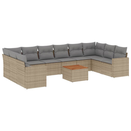 sofasæt til haven 11 dele med hynder polyrattan beige