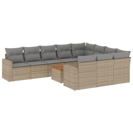 sofasæt til haven 11 dele med hynder polyrattan beige