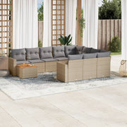 sofasæt til haven 11 dele med hynder polyrattan beige