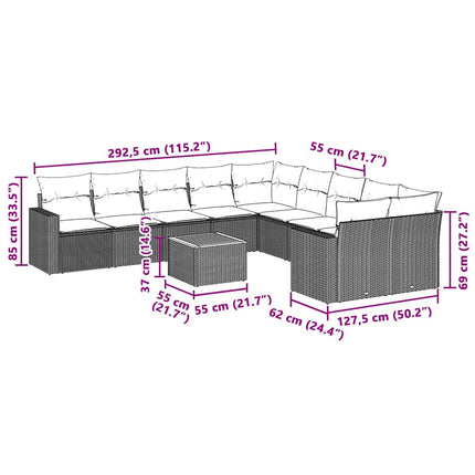sofasæt til haven 11 dele med hynder polyrattan sort