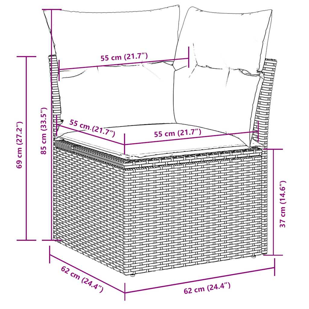sofasæt til haven 11 dele med hynder polyrattan sort